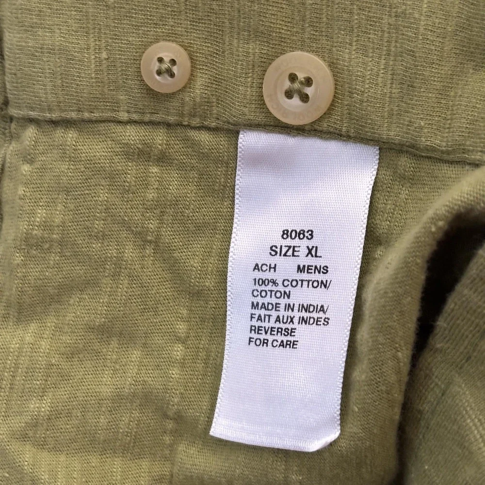 Woolrich Shirt Mens XL Olive Green Short Sleeve Button Front‎ Cotton Pockets - Picture 7 of 15